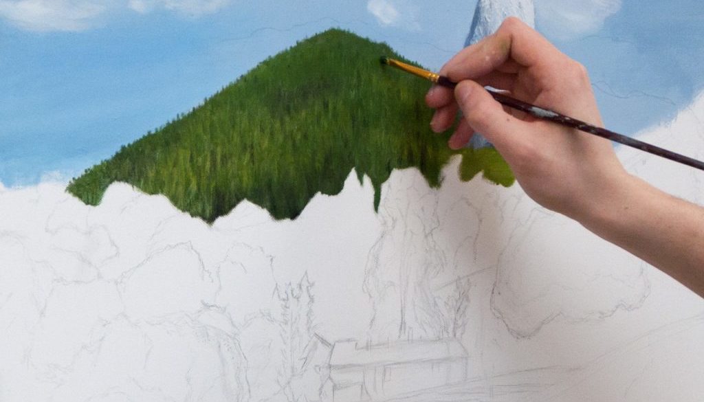 atelier-preparatoire-12-14-ans image d'une peinture sur papier en cours de réalisation
