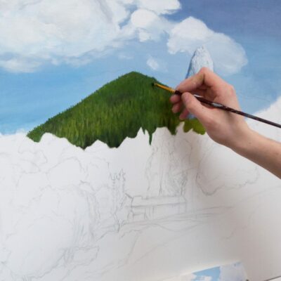 image d'une peinture sur papier en cours de réalisation