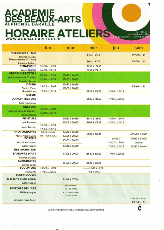 Horaires, cliquez sur l'image